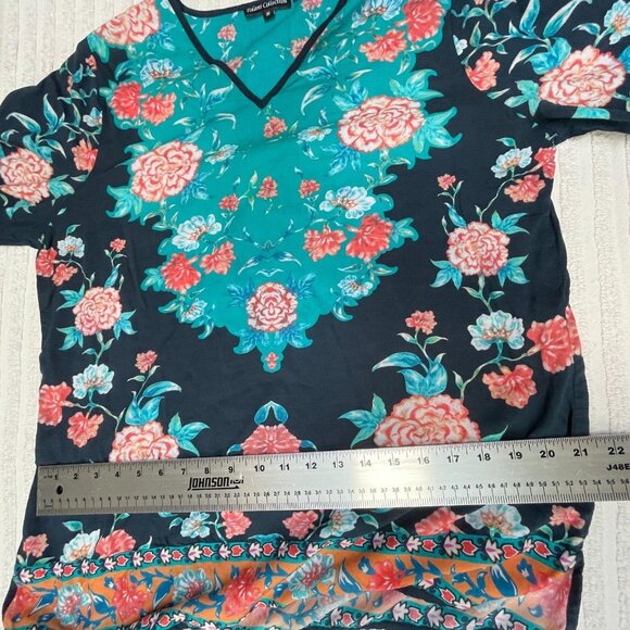 Tolani Collection Womens Medium V-Neck Floral Print Long Sleeve Woven Top Blouse - Picture 8 of 9